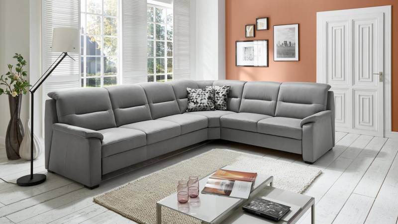 POLIPOL Ecksofa Ecksofa Monroe Wohnlandschaft Stoff Microfaser grau Bonellfederkern, 3 Teile von POLIPOL