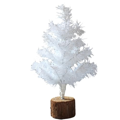 POLISH Mini-Weihnachtsbaum für Den Tisch, Weiße Weihnachtsbäume, Kleiner Weihnachtsbaum mit Holzsockel für Den Schreibtisch, Heim-Weihnachtsdekoration, 30 cm, Langlebig, Einfach zu Verwenden von POLISH