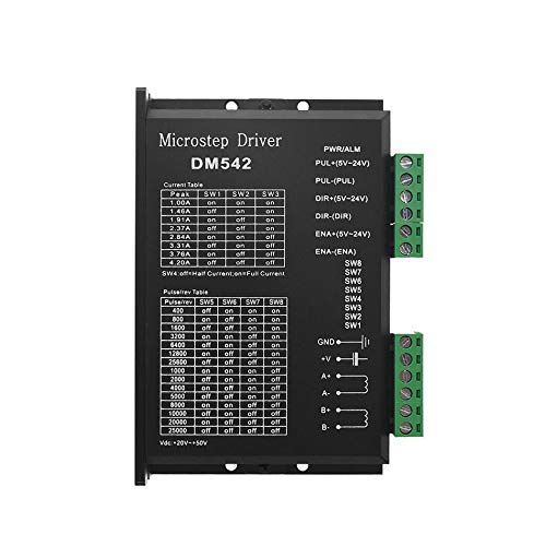 CNC-Digitaler Mikroschritt-Treiber DM542 Schrittmotor-Treibersteuerung, 2-phasig, 20–50 V Gleichstrom, max. 4,2 A, 42, 57, 86 Motortreiber für Nema 17, 23 und Nema 34 Serien Schrittmotor, ersetzt M542 von POLISI3D