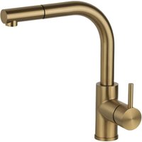 Küchenspülenmischer gebürstetem goldfarbenem Edelstahl PVD-Beschichtung und ausziehbarer Handbrause Pollini NF0004C Gebürstetes Gold-PVD von POLLINI ACQUA DESIGN