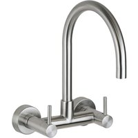 Wandmontierter Spültischmischer aus Edelstahl mit höhenverstellbarem Auslauf Pollini AP5589 Rostfreier Stahl von POLLINI ACQUA DESIGN