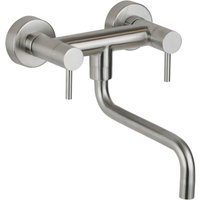 Wandmontierter Spültischmischer aus Edelstahl mit niedrigem verstellbarem Auslauf Pollini AP5585 Rostfreier Stahl von POLLINI ACQUA DESIGN