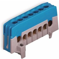 Pollmann - Neutralleiterklemme 7-polig, 16 mm², blau, für Hutschiene von POLLMANN