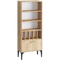 Cotecosy - Regal Bücherregal 8 Regale 2 Türen Eiche Saphir Dekor H175 cm - Pollux von POLLUX
