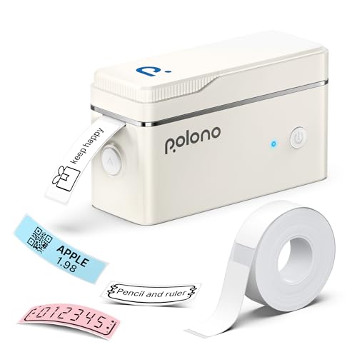 POLONO P31S Label Maker Machine with Tape, Portable Thermal Printer, Portable Bluetooth Label Printer for Organizing Storage Office Home, Sticker Maker Mini Label Maker with Multiple Templates, Beige von POLONO