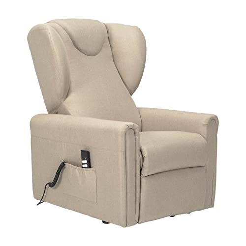 POLTRONE ITALIA Barbara2 Large Sessel mit aufstehhilfe Große Größen 160kg verstärkte Mechanik Mikrofedersitz schmutzabweisend fernsehsessel elektrisch schlafsessel Hellbeige von POLTRONE ITALIA