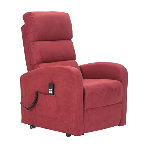 POLTRONE ITALIA Jessica1 Sessel mit aufstehhilfe Medizinisches Gerät 4 Räder Mikrofedersitz Flauschige fernsehsessel elektrisch schlafsessel Rot von POLTRONE ITALIA
