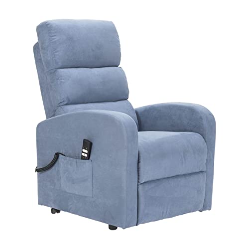POLTRONE ITALIA Jessica1 Sessel mit aufstehhilfe Medizinisches Gerät 4 Räder Mikrofedersitz Flauschige fernsehsessel elektrisch schlafsessel Himmelblau von POLTRONE ITALIA