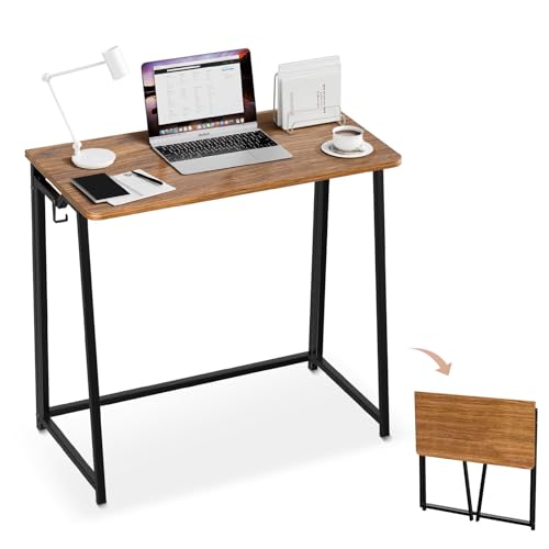 POLWKZU Klapptisch Kleiner Faltbarer Schreibtisch für kleinen Raum, Schreiben Computertisch im Arbeitszimmer Rustic2 von POLWKZU