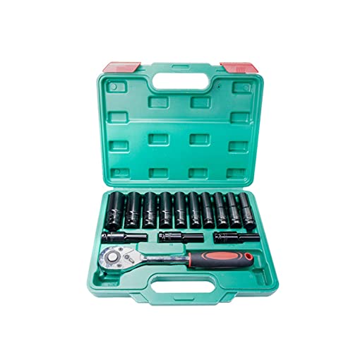 POLXLMOFXO 20 STÜCKE 1/2 Zoll Antrieb Sechskantschlüssel Set 10-teilige Deep Sockel Metrik Größen 10-24mm Kohlenstoffstahl mit harter Aufbewahrungsbox(Gold) von POLXLMOFXO
