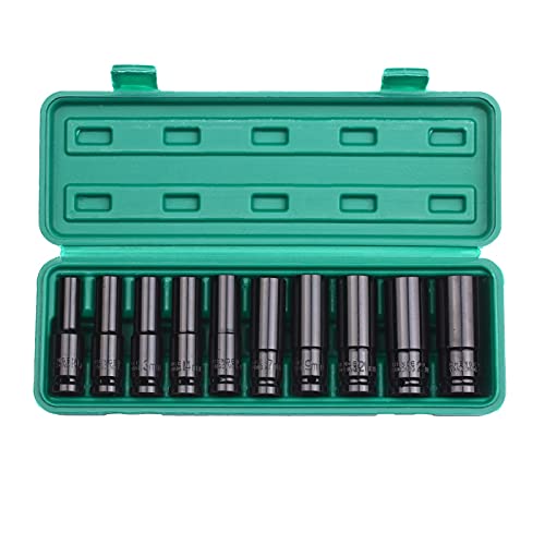 POLXLMOFXO 20 STÜCKE 1/2 Zoll Antrieb Sechskantschlüssel Set 10-teilige Deep Sockel Metrik Größen 10-24mm Kohlenstoffstahl mit harter Aufbewahrungsbox(Rose) von POLXLMOFXO