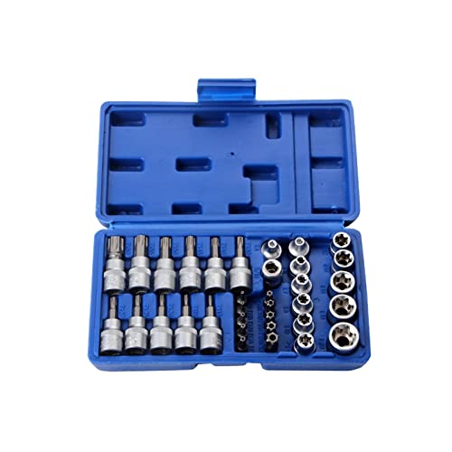 POLXLMOFXO 34 stücke E-Torx-Sockel Bit Set männliche weibliche E-Torx-Bits 3/8 '' 5/16 Antriebset ITH Aufbewahrungsbox von POLXLMOFXO