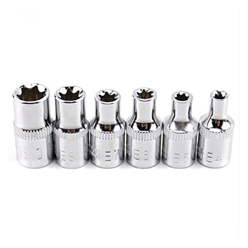POLXLMOFXO 6 stücke 1/4 "Ratsche Sockel Set Drehmomentschlüssel Torx Stern Weibliche Buchse Adapter E Socket Treiber Gelenke Handwerkzeuge E4 E5 E6 E7 E8 E10 von POLXLMOFXO
