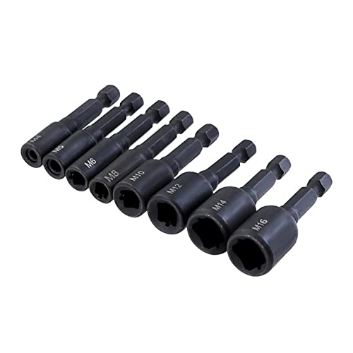 POLXLMOFXO Maschinenabgriffbuchsen-Adapter 1/4 Sechskant-Schaft-Quadrat-Treiber-Futter HSS. Schrauben-Tap-Threading-Tool M4 / M5 M6 M8 M10 M12 M14 M16(8pcs) von POLXLMOFXO