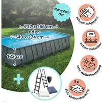 Polygroup Summer Waves Elite Rechteck Frame Pool Set Rattan anthrazit in verschiedenen Größen 549 x 274 x 132 cm von POLYGROUP