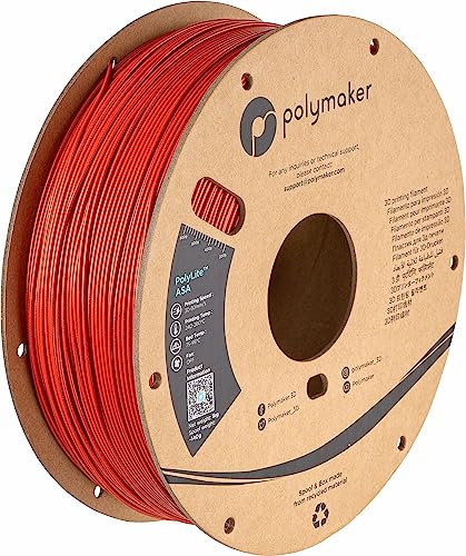 Polymaker ASA ASA Filament 1,75 mm, Galaxie-Rot, 1 kg, hitzebeständig, wetterfest, ASA Kartonspule 1,75, PolyLite ASA 3D-Drucker-Filament, Galaxienrot, perfekt zum Drucken von funktionellen Teilen im von POLYMAKER