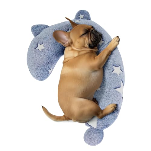 POMESEA Beruhigungskissen für Hunde, im Dunkeln leuchtendes Kopfkissen, weiches Fragezeichen-Kissen für Hunde, Kinder und Erwachsene, waschbares Hundebett-Kissen (Blau, Größe M) von POMESEA