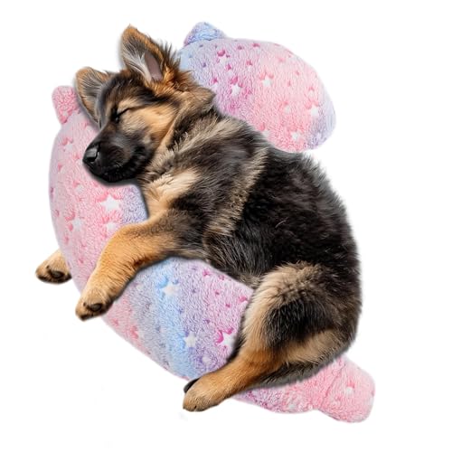 POMESEA Beruhigungskissen für Hunde, im Dunkeln leuchtendes Kopfkissen, weiches Fragezeichen-Kissen für Hunde, Kinder und Erwachsene, waschbares Hundebett-Kissen (Rosa, Größe L) von POMESEA