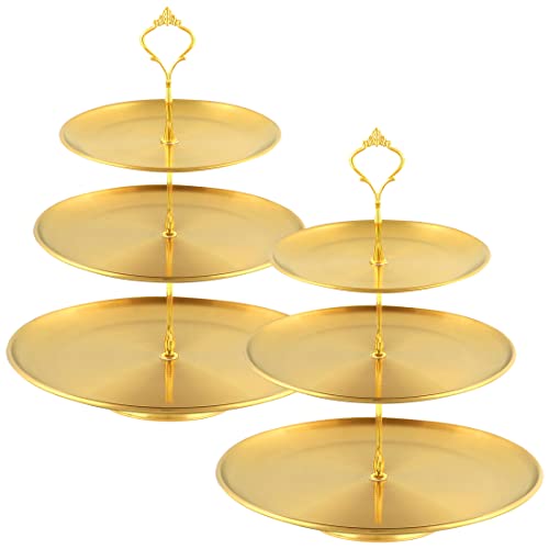 Cupcake-Ständer mit 3 Etagen, goldfarben, 2 Stück, Metall, Cupcake-Turm, Gold, abgestuft, Dessertständer, Cupcake-Ständer, goldfarbenes Serviertablett, Dessert, Tischdekorationen Cupcake-Ständer mit 3 Etagen, goldfarben, 2 Stück, Metall, Cupcake-Turm, Gold, abgestuft, Dessertständer, Cupcake-Ständer, goldfarbenes Serviertablett, Dessert, Tischdekorationen von POMINEL