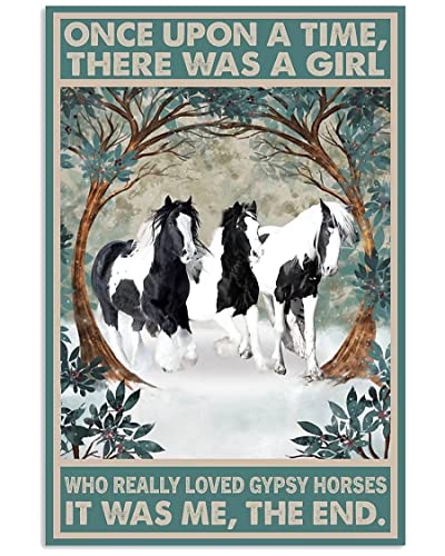 Vintage Girl Who Likes Gypsy Horses Aluminium Metall Poster Retro Blechschild Familie Cafe Bar Bauernhof Wanddekoration Outdoor Indoor Wandpaneel Retro Metall-Blechschild 20,3 x 30,5 cm von POMOTER
