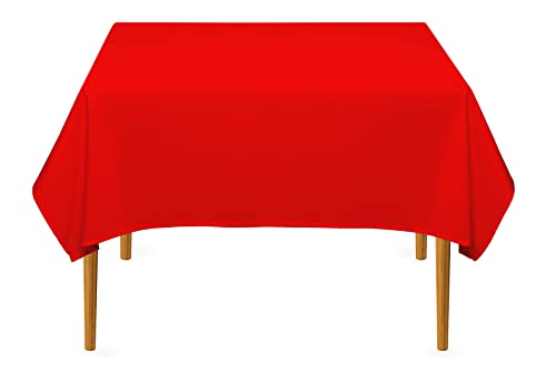 Pomp Rote quadratische Premium-Polyester-Tischdecke, 177,8 x 177,8 cm, knitter- und schmutzabweisend, pflegeleichter Stoff, passend für quadratische oder runde Tische von POMP