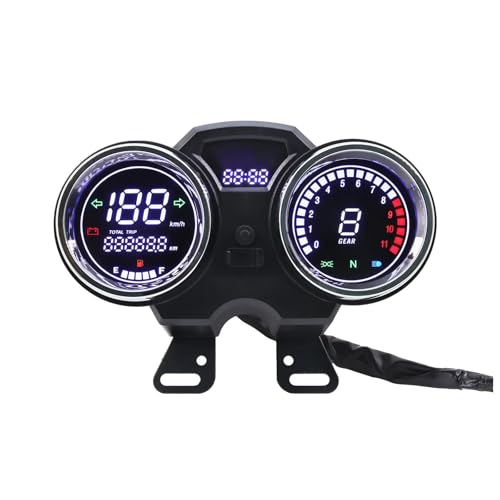 POMPOMPUR Für Suzuki GN125 GN150 125ccm 150ccm Tachometer Motorrad Drehzahlmesser Armaturenbrett LCD Digitalinstrument 1-6 Gang von POMPOMPUR