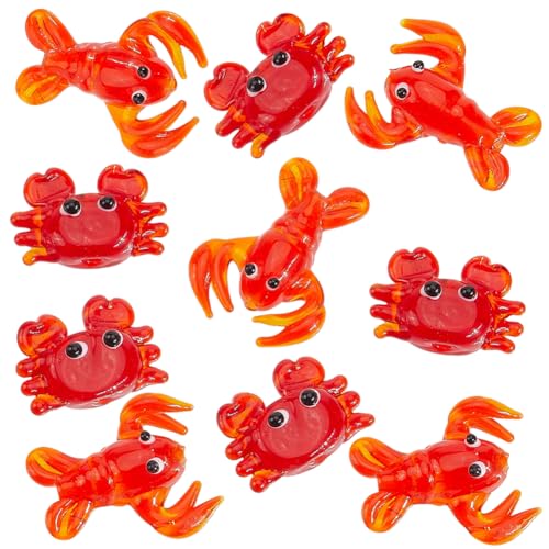 PONABEADIY 1 Box 10 Stück Rote Krabbengarnelen Handgefertigte Lampwork Perlen Mit Löchern Meeres Ozean Tier Meereslebewesen Strandthema Sommer Hawaii Süße Glas Charm Perlen Für Die Schmuckherstellu von PONABEADIY