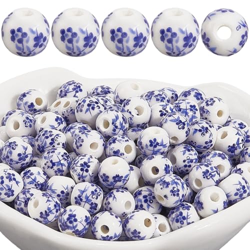 PONABEADIY 1 Box 180 Stück 6mm Blau Weiß BLUMEsnmuster Porzellanperlen Mit Loch Chinesische Keramik Handgefertigt Floral Rund Vintage Lose Charms Perlen Großpackung Für Schmuckherstellung Armbänder H PONABEADIY 1 Box 180 Stück 6mm Blau Weiß BLUMEsnmuster Porzellanperlen Mit Loch Chinesische Keramik Handgefertigt Floral Rund Vintage Lose Charms Perlen Großpackung Für Schmuckherstellung Armbänder H von PONABEADIY