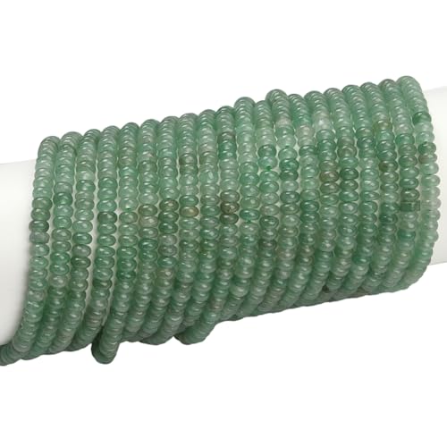 PONABEADIY 1 Box 2 Stränge 336 Stück 4mm Grüne Natürliche Aventurin Rondelle Perlen Mit Löchern Edelstein Kristall Abakus Scheibenstein Abstandshalter Lose Perlen Für Die Schmuckherstellung Armbänder von PONABEADIY