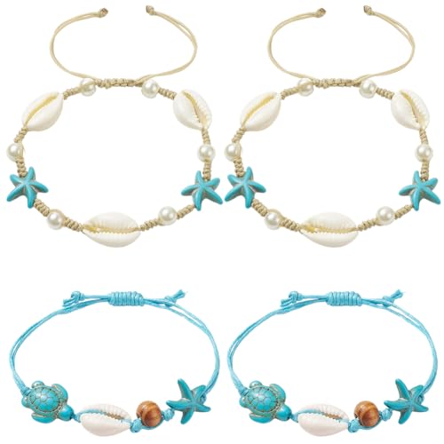 PONABEADIY 1 Box 4 Stück Blau Weiß Türkis Perlenarmband Muschel Schildkröte Seestern Perlen Verstellbar Boho Ozean Hawaii Strand Schmuck Fußkettchen Armbänder Für Frauen Erwachsene Sommer Hochzeit Url PONABEADIY 1 Box 4 Stück Blau Weiß Türkis Perlenarmband Muschel Schildkröte Seestern Perlen Verstellbar Boho Ozean Hawaii Strand Schmuck Fußkettchen Armbänder Für Frauen Erwachsene Sommer Hochzeit Url von PONABEADIY