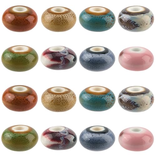 PONABEADIY 1 Box 64 Stück Keramikperlen Mit Großem Loch Porzellan Handgefertigt Rondelle Europäischer Stil Flach Rund Bunt Lose Abstandsperlen Großpackung Für Schmuckherstellung Halsketten Armbänder D PONABEADIY 1 Box 64 Stück Keramikperlen Mit Großem Loch Porzellan Handgefertigt Rondelle Europäischer Stil Flach Rund Bunt Lose Abstandsperlen Großpackung Für Schmuckherstellung Halsketten Armbänder D von PONABEADIY