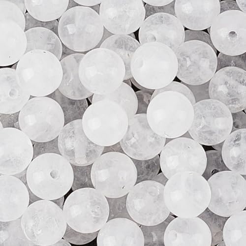 PONABEADIY 1 Box 6mm 120 Stück Weiße Natürliche Jade Runde Perlen Mit Löchern Edelsteinkristall Polierter Stein Glatte Abstandsperlen Großpackung Für Schmuckherstellung Ohrringe Armbänder Halsketten von PONABEADIY