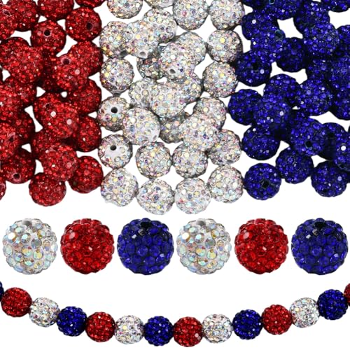 PONABEADIY 1 Box 90 Stück 10mm Rot Silber Blau Strass Diskokugel Runde Perlen Mit Löchern Diamant Glitzer Kristall Ton Pavé Abstandshalter Glänzende Lose Perlen Großpackung Für Schmuckherstellung Arm PONABEADIY 1 Box 90 Stück 10mm Rot Silber Blau Strass Diskokugel Runde Perlen Mit Löchern Diamant Glitzer Kristall Ton Pavé Abstandshalter Glänzende Lose Perlen Großpackung Für Schmuckherstellung Arm von PONABEADIY