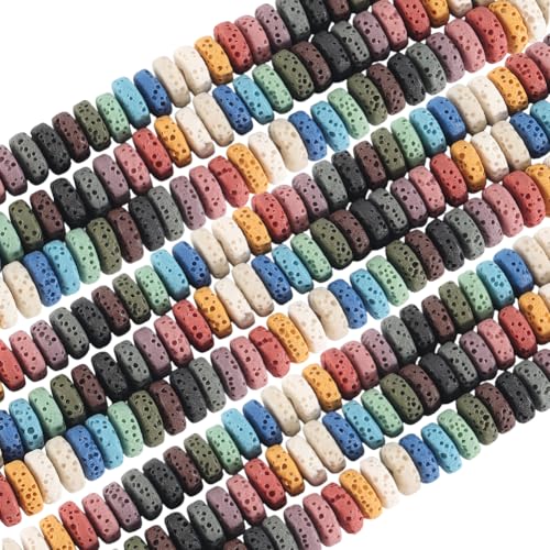 PONABEADIY 1 Box Mit 4 Strängen Farbiger Lavasteinperlen Mit Löchern Natürliches Vulkangestein Flach Rund Diffusor Für Ätherische Öle Chakra Edelstein Abstandshalterperle Für Schmuckherstellung Armbän PONABEADIY 1 Box Mit 4 Strängen Farbiger Lavasteinperlen Mit Löchern Natürliches Vulkangestein Flach Rund Diffusor Für Ätherische Öle Chakra Edelstein Abstandshalterperle Für Schmuckherstellung Armbän von PONABEADIY
