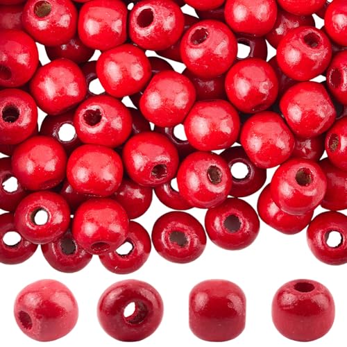 PONABEADIY 300 Stück 12mm Rote Makramee Perlen Aus Holz Mit 3.7mm Löchern Weihnachtsbaum Aus Holz Im Vintage Stil Runde Quaste Lose Abstandsperlen Großpackung Für Schmuckherstellung Girlanden Heimdeko PONABEADIY 300 Stück 12mm Rote Makramee Perlen Aus Holz Mit 3.7mm Löchern Weihnachtsbaum Aus Holz Im Vintage Stil Runde Quaste Lose Abstandsperlen Großpackung Für Schmuckherstellung Girlanden Heimdeko von PONABEADIY