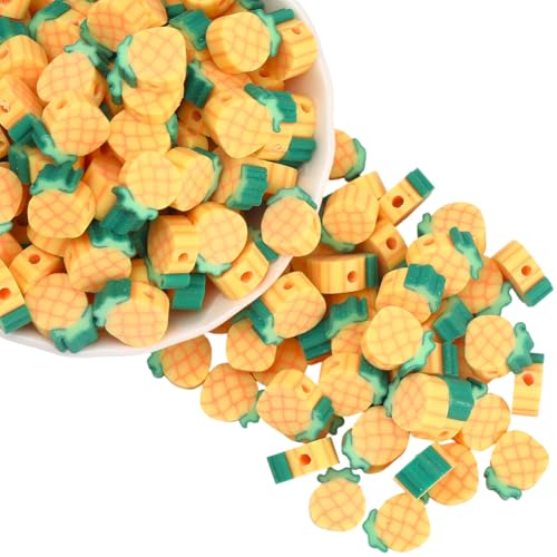 PONABEADIY 9mm 350 Stück Ananas Fruchtperlen Mit Löchern Polymer Ton Sommergelbgold Handgefertigt Tropische Ananasscheibe Lose Ananasperlen Masse Zur Schmuckherstellung Halsketten Armbänder DIY Baste PONABEADIY 9mm 350 Stück Ananas Fruchtperlen Mit Löchern Polymer Ton Sommergelbgold Handgefertigt Tropische Ananasscheibe Lose Ananasperlen Masse Zur Schmuckherstellung Halsketten Armbänder DIY Baste von PONABEADIY
