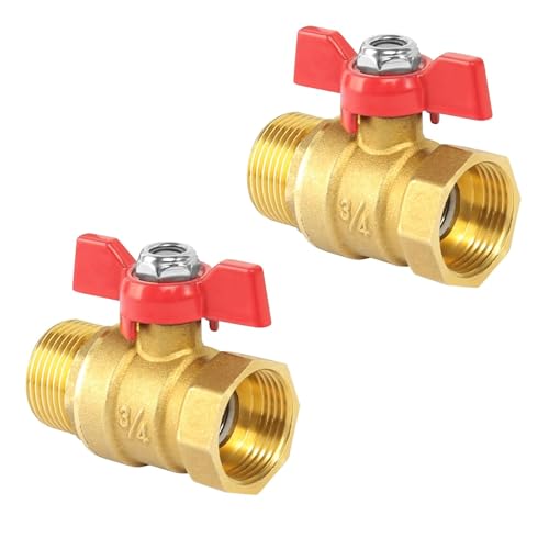 2 Stück Messing Kugelhahn 3/4 Zoll, Kugelhahn mit Rotem Flügelgriff, 3/4" IG/AG Kugelhahn Messing Ablasshahn Absperrventil für Wasserleitungen Wasserhahn 2 Stück Messing Kugelhahn 3/4 Zoll, Kugelhahn mit Rotem Flügelgriff, 3/4" IG/AG Kugelhahn Messing Ablasshahn Absperrventil für Wasserleitungen Wasserhahn von PONGH
