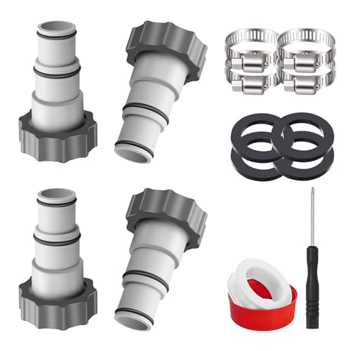 4 Stück Poolschlauch Adapter, Pool Schlauchadapter für Pumpe, Anschluss für Ø 32 Und 38 Mm, Poolschlauch Adapter mit Dichtring + Schlauchschellen, Pool Adapter A für Intex Pool 4 Stück Poolschlauch Adapter, Pool Schlauchadapter für Pumpe, Anschluss für Ø 32 Und 38 Mm, Poolschlauch Adapter mit Dichtring + Schlauchschellen, Pool Adapter A für Intex Pool von PONGH