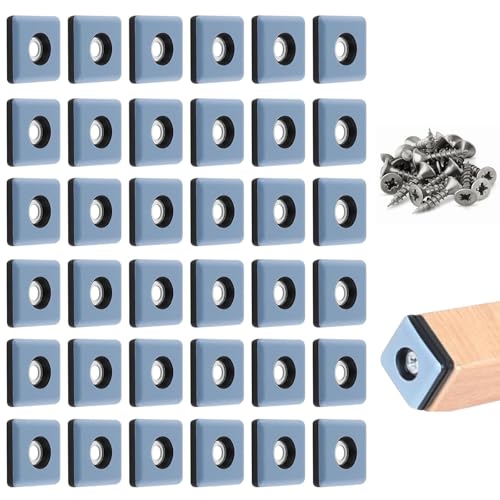 PONGH 36 Stück Teflongleiter zum Schrauben 25 x 25 mm Eckig Teflon Möbelgleiter mit 36 Edelstahlschrauben Teppichgleiter Gleiter für Schwere Möbel für Möbel Sessel Stuhlbeine von PONGH