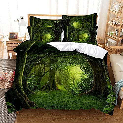 PONGLPKBB Bettwäsche 135x200 Wald, Mikrofaser Bettbezüge - 1 x Bettbezug mit Reißverschluss + 1 Kissenbezug 80x80 cm für Kinder Jungs Mädchen von PONGLPKBB