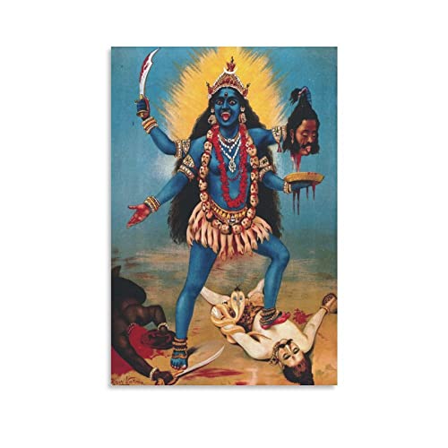 Kali Hinduismus Hinduismus Gott Göttin Religiöse Malerei Poster Wandkunst Moderner dekorativer Stil Wohnzimmer Dekor 40 x 60 cm von PONINI