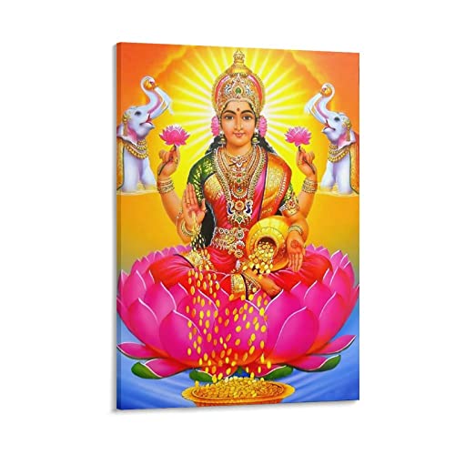 Lakshmi Hinduismus, Hinduismus, Gott, Göttin, religiöse Malerei, Poster, moderne Dekoration, Art-Deco, Pop-Art, 60 x 90 cm von PONINI