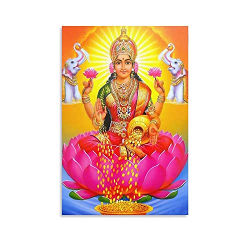 Lakshmi Hinduismus Hinduismus Gott Göttin Religiöse Malerei Poster Wand Fotodruck Leinwand Ästhetik Dekor 40 x 60 cm von PONINI