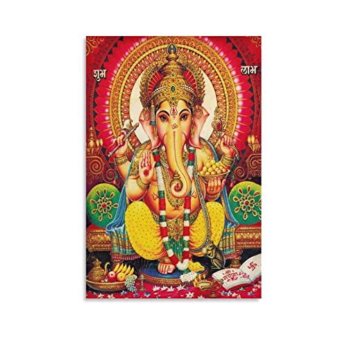 Lord Ganesha Hinduismus Hinduismus Gott Göttin Religiöse Malerei Poster Leinwand Wandkunst Moderne Dekoration Ästhetik 30 x 45 cm von PONINI