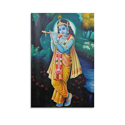 Lord Krishna Hinduismus Hinduismus Gott Göttin Religiöse Malerei Poster Meditation Studio Zimmer Wandkunst ästhetische Dekoration 30 x 45 cm von PONINI