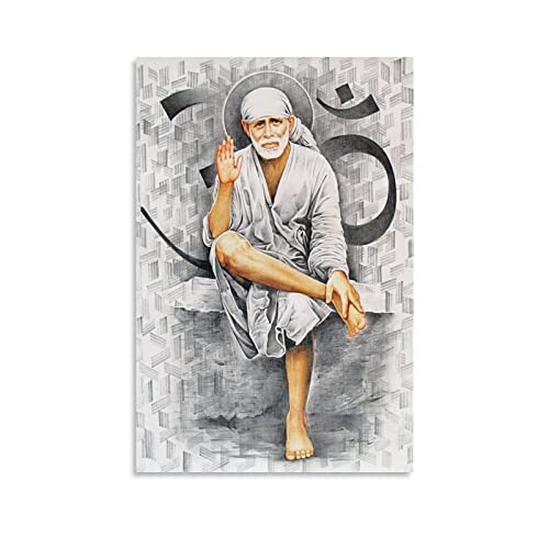 Lord Sai Baba Hinduismus Hinduismus Gott Göttin Religiöse Malerei Poster Wandkunst Leinwand Kunstwerke Raum Ästhetik 40 x 60 cm von PONINI