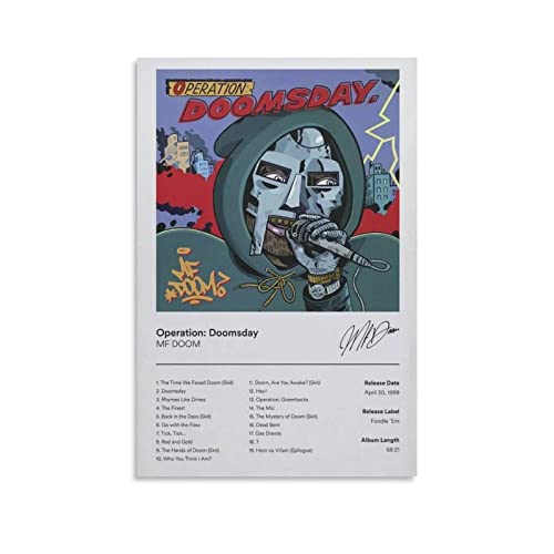 Rapper MF Doom Poster Operation Doomsday Album Minimalistische Polaroid Wandkunst Leinwand Kunstwerke Raum Ästhetik 60 x 90 cm von PONINI
