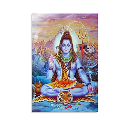 Shiva meditierender Hinduismus, Hinduismus, Gott, Göttin, religiöse Malerei, Poster, Ästhetik für Raummalerei, Leinwandkunst, 40 x 60 cm von PONINI