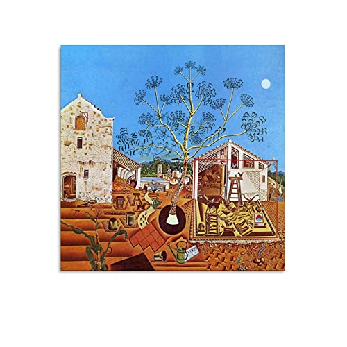 The Farm by Joan Miro Surrealismus, Kunstdruck, Leinwandbild, Wandkunst, moderne Dekoration, 40 x 40 cm von PONINI