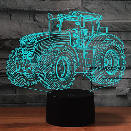 PONLCY Traktor Led Nachtlicht, 7 Farben 3D Illusion Lampe, USB Touch Switch Schreibtischlampe, Schlafzimmer Dekoration Tischleuchten Lichter für Kinder Weihnachten Geburtstag Geschenke von PONLCY